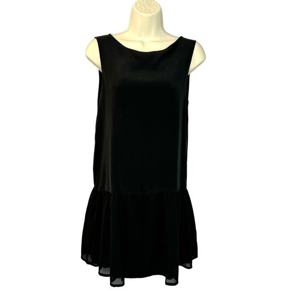 Anine Bing Silk Shift Mini Dress Ruffle Hem Romantic Casual Wardrobe Staple XS - Picture 1 of 13